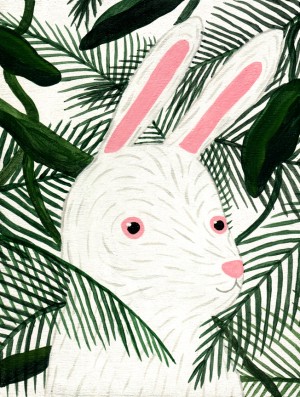 Tiny Rabbit and Palm Trees by Liten Kanin aka Tory Lin
